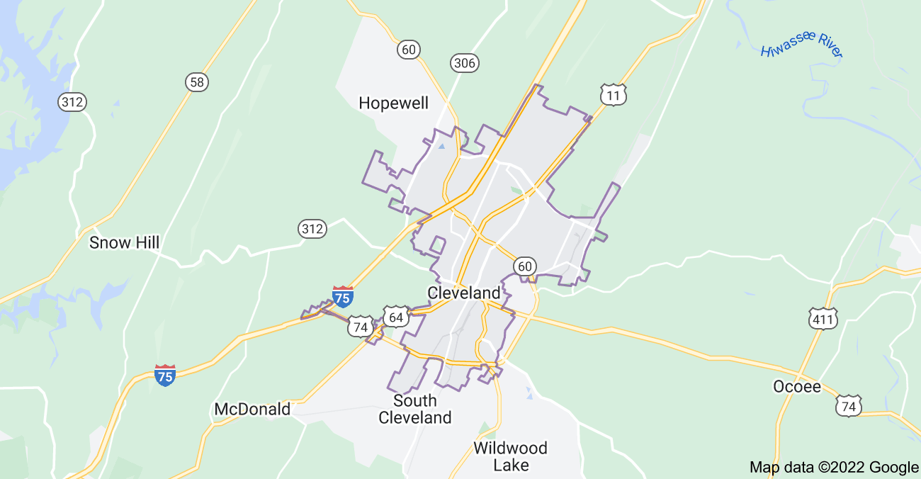 Map of Cleveland, TN