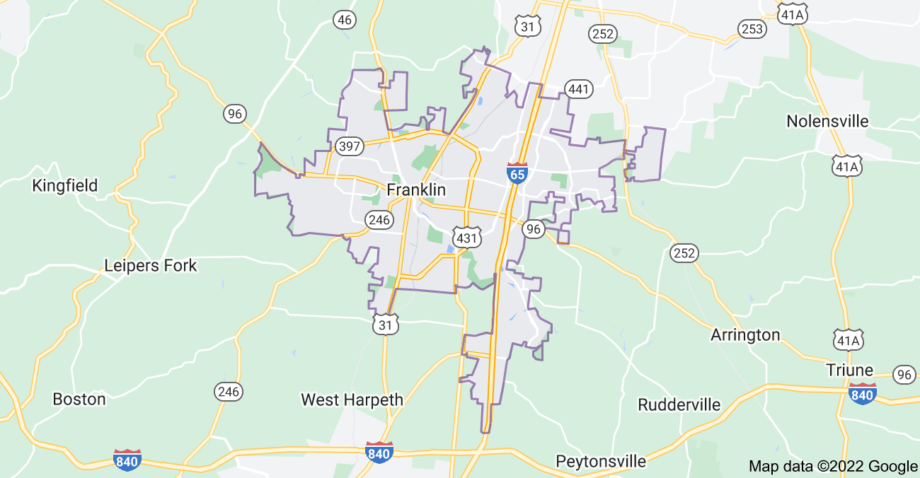 Map of Franklin, TN