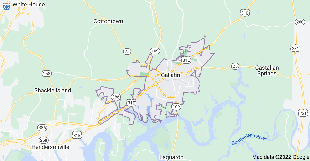 Map of Gallatin, TN