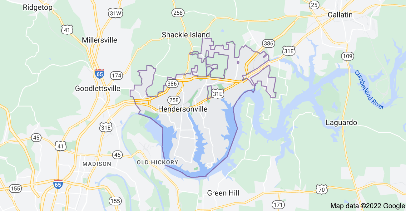 Map of Hendersonville, TN