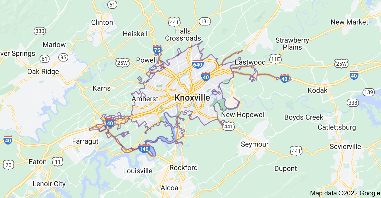 Map of Knoxville, TN