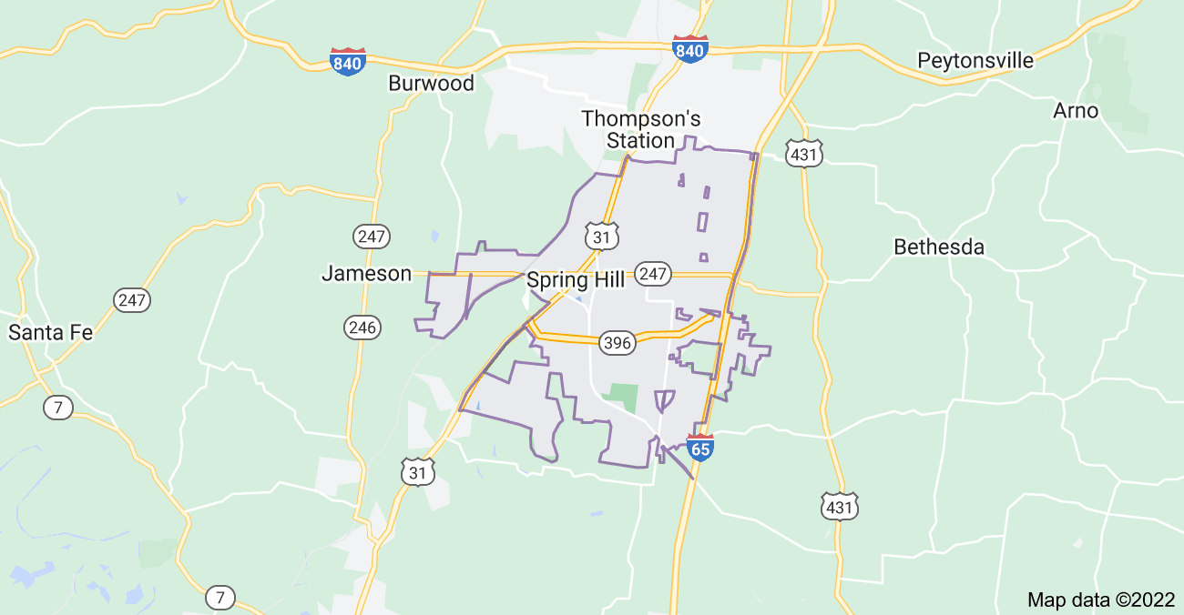Map of Spring Hill, TN