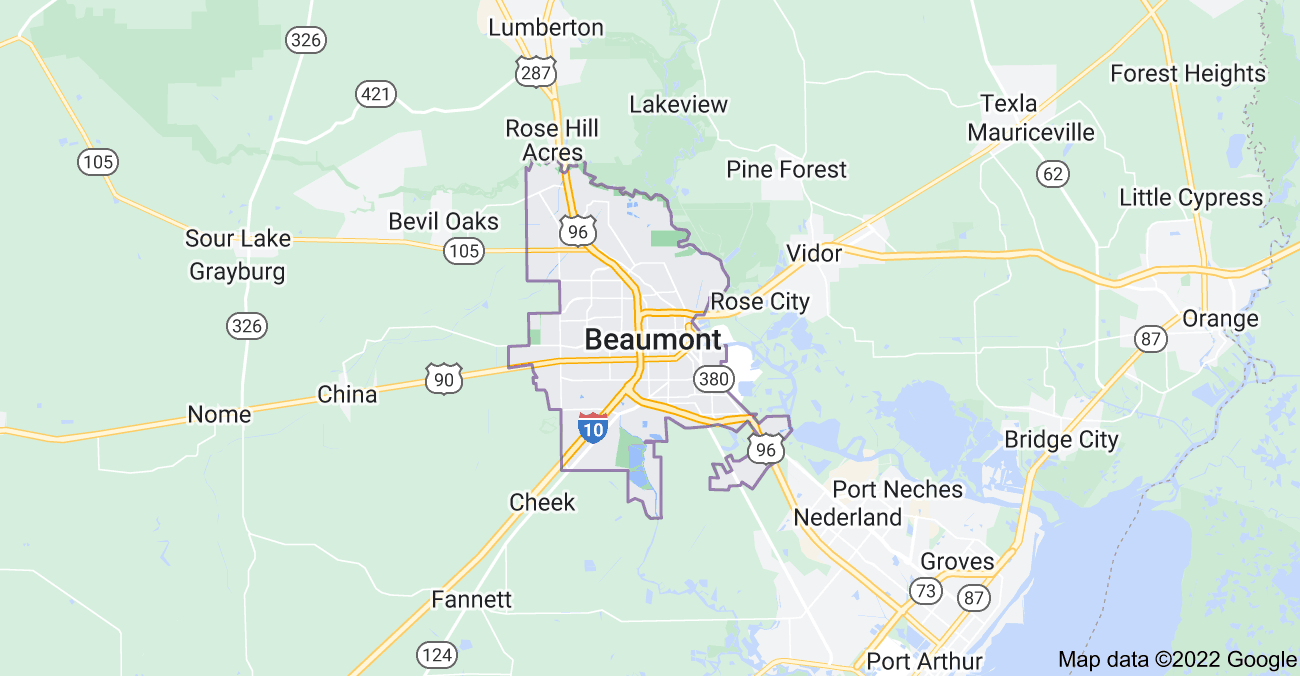 Map of Beaumont, TX