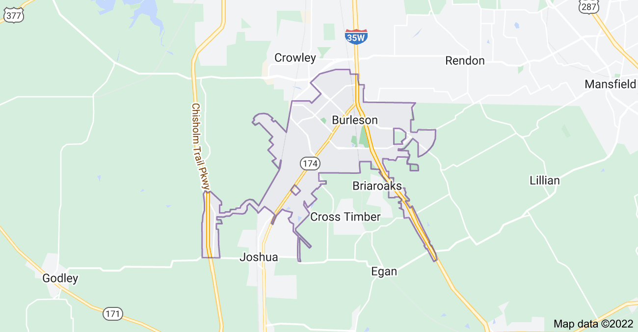 Map of Burleson, TX