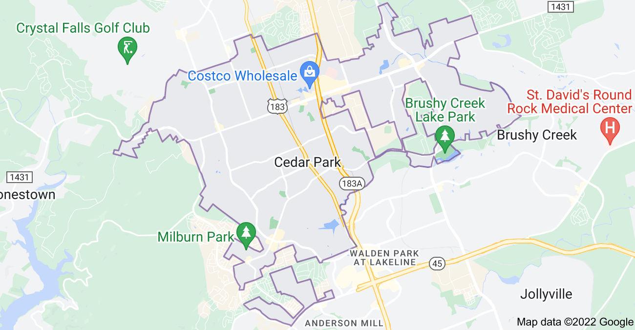 Map of Cedar Park, TX