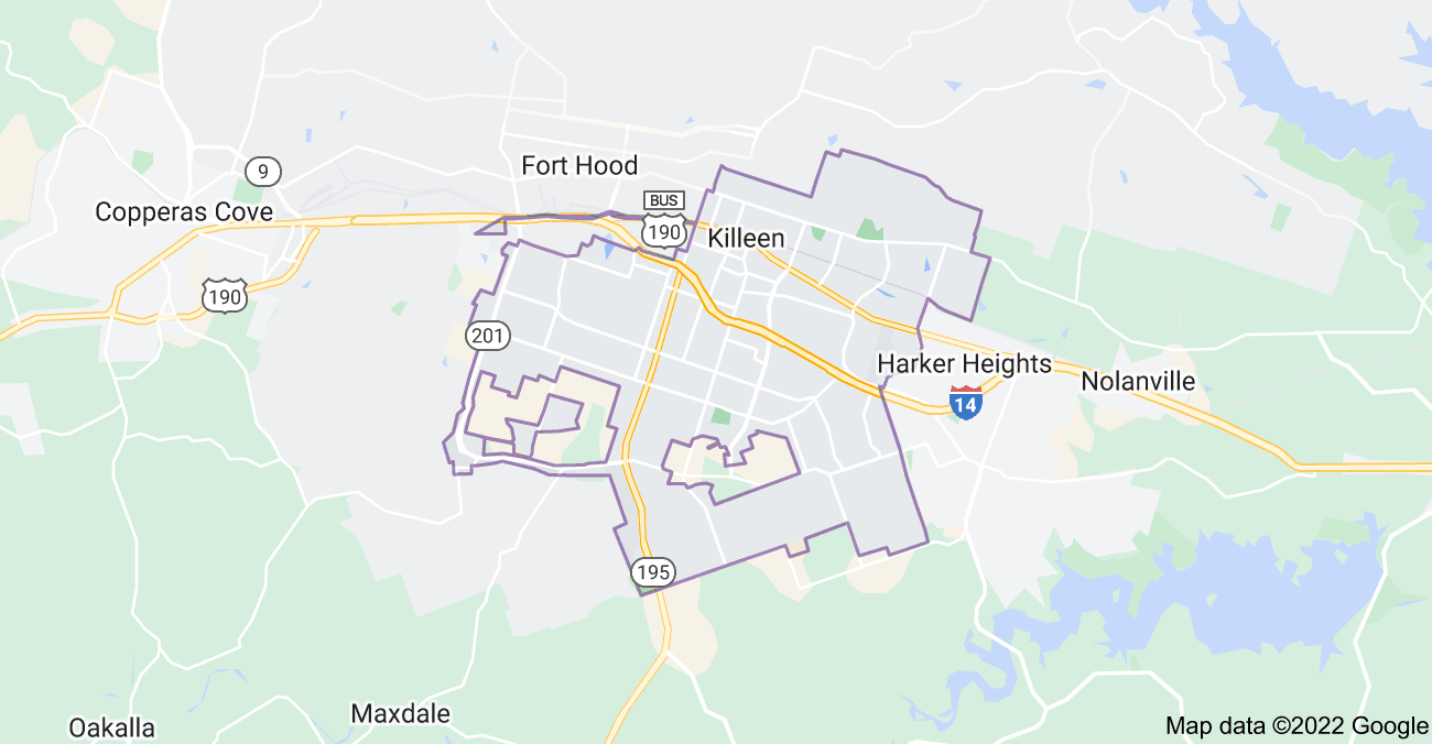 Map of Killeen, TX