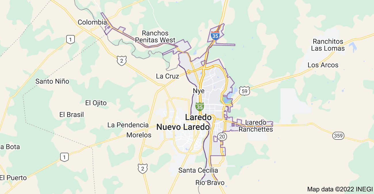 Map of Laredo, TX