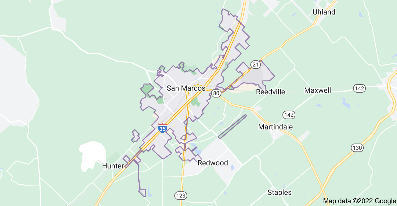 Map of San Marcos, TX