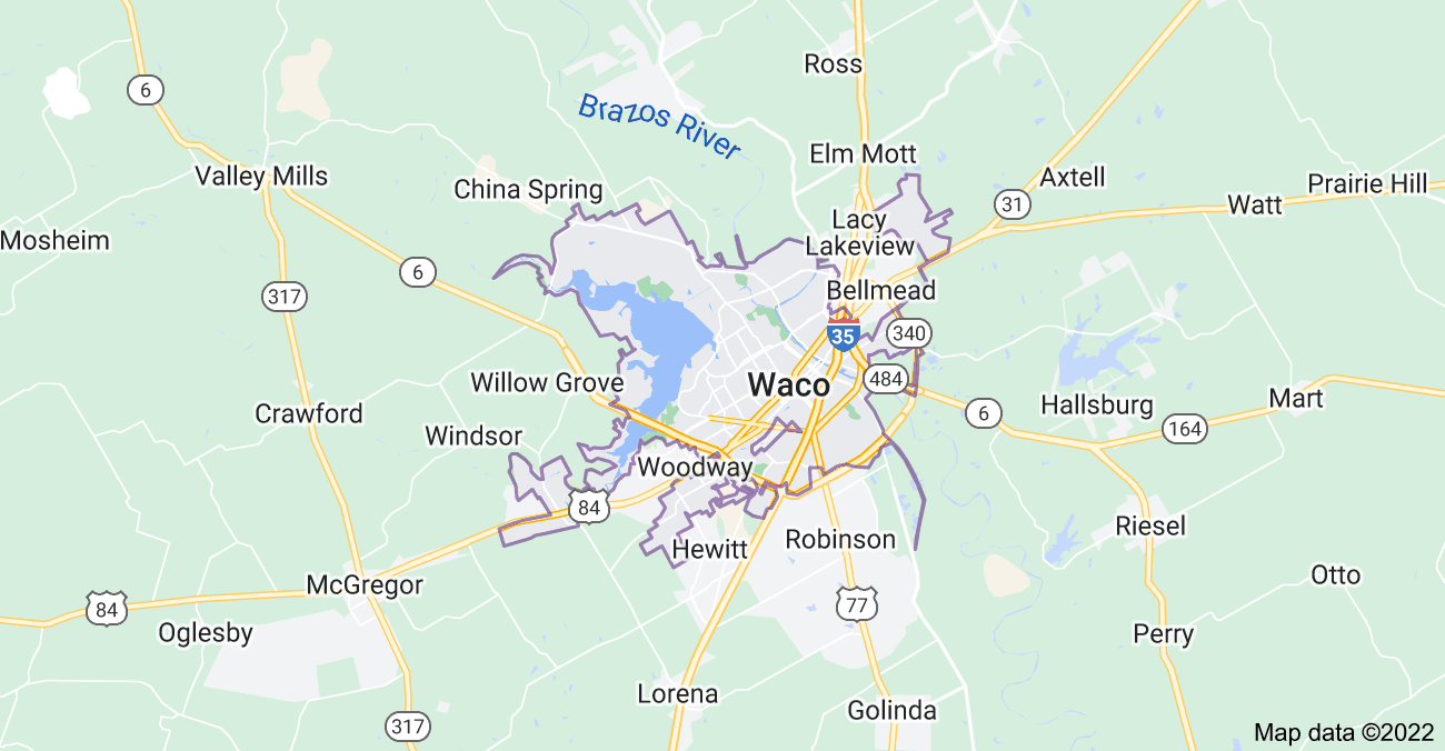 Map of Waco, TX