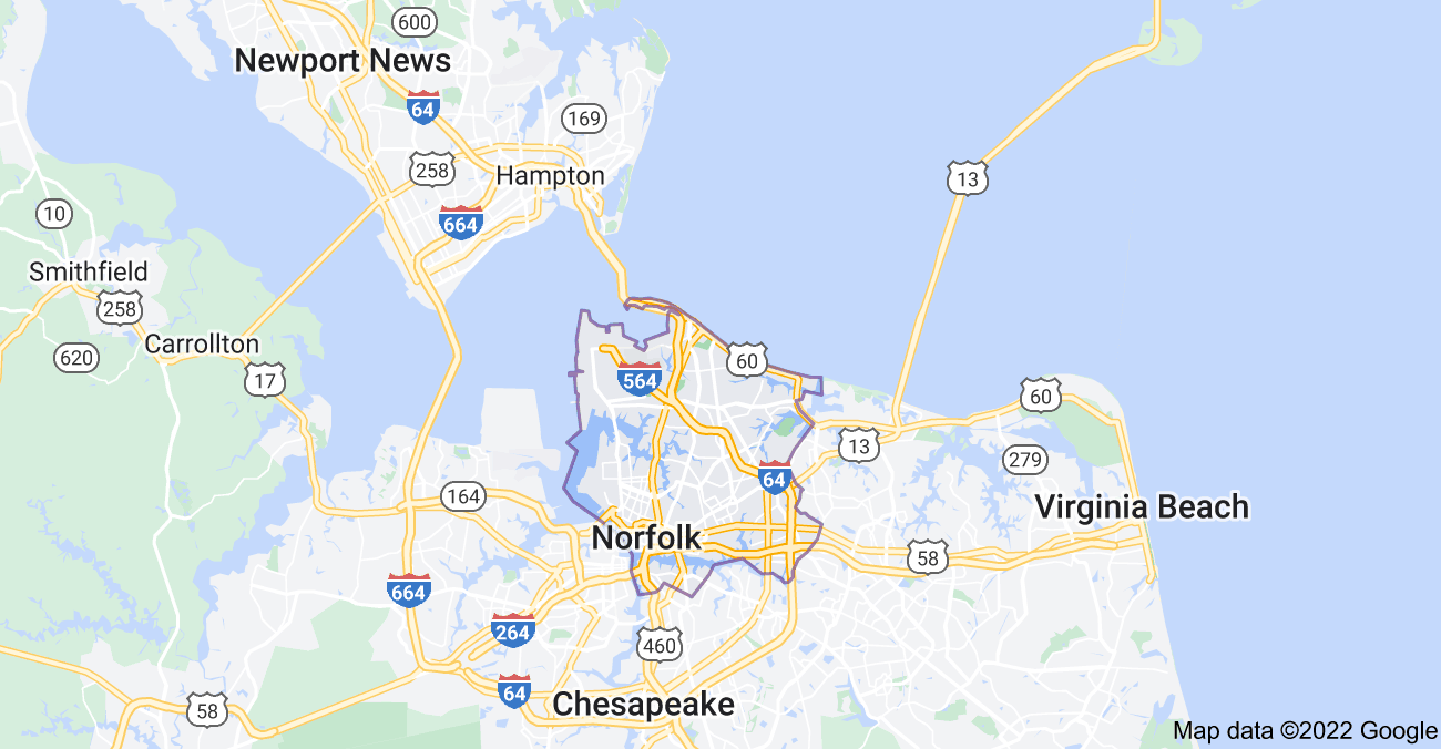 Map of Norfolk, VA