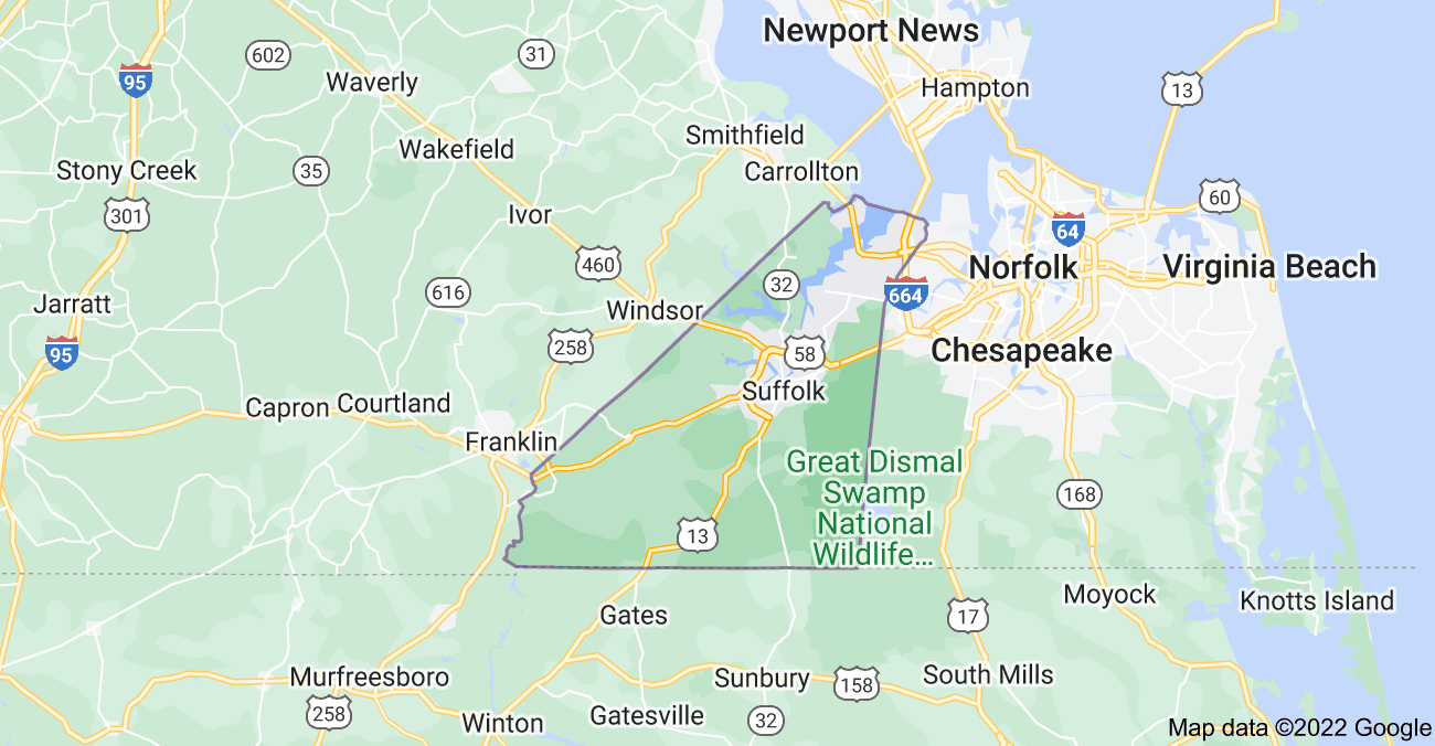 Map of Suffolk, VA