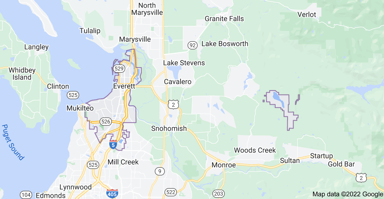 Map of Everett, WA