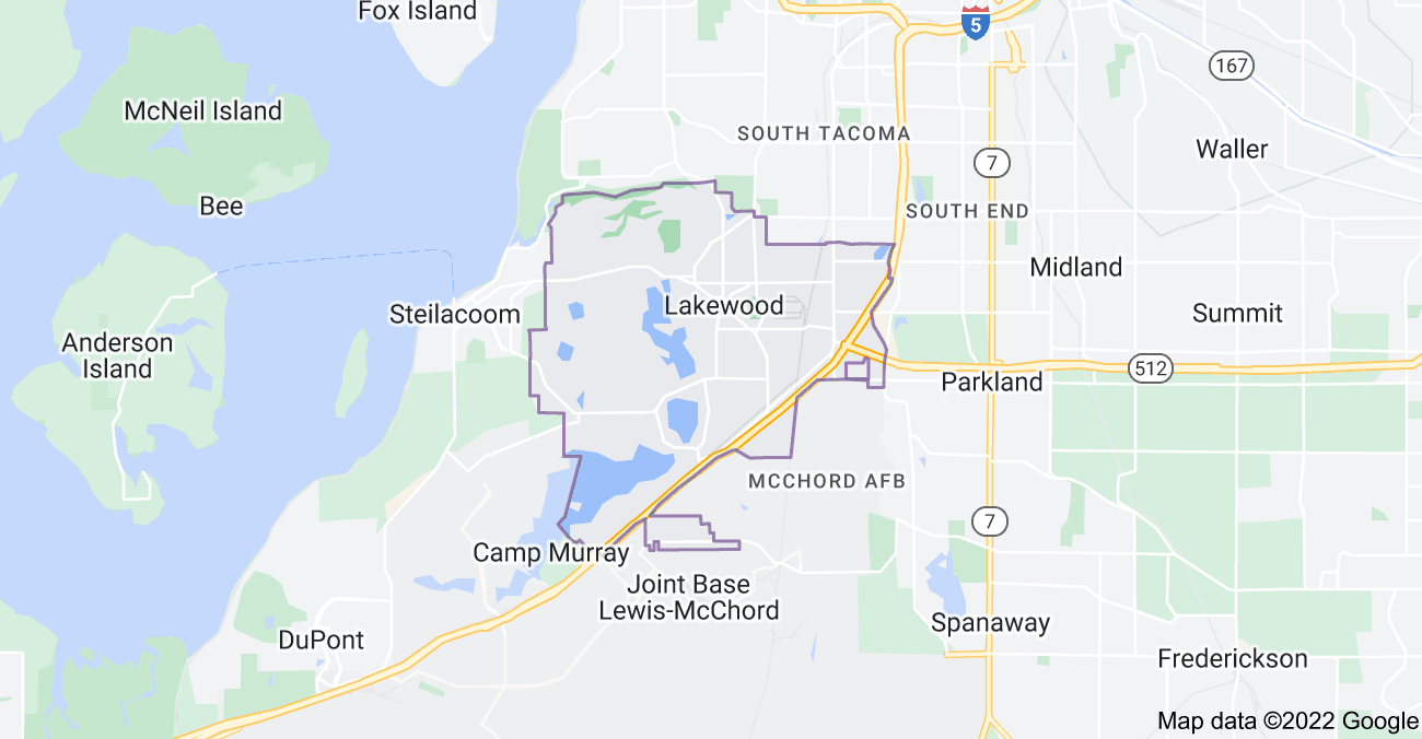Map of Lakewood, WA