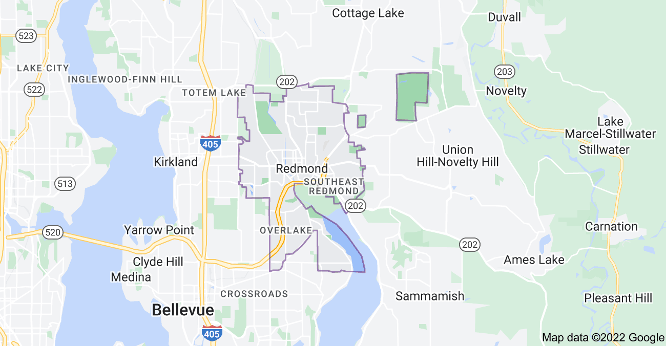 Map of Redmond, WA