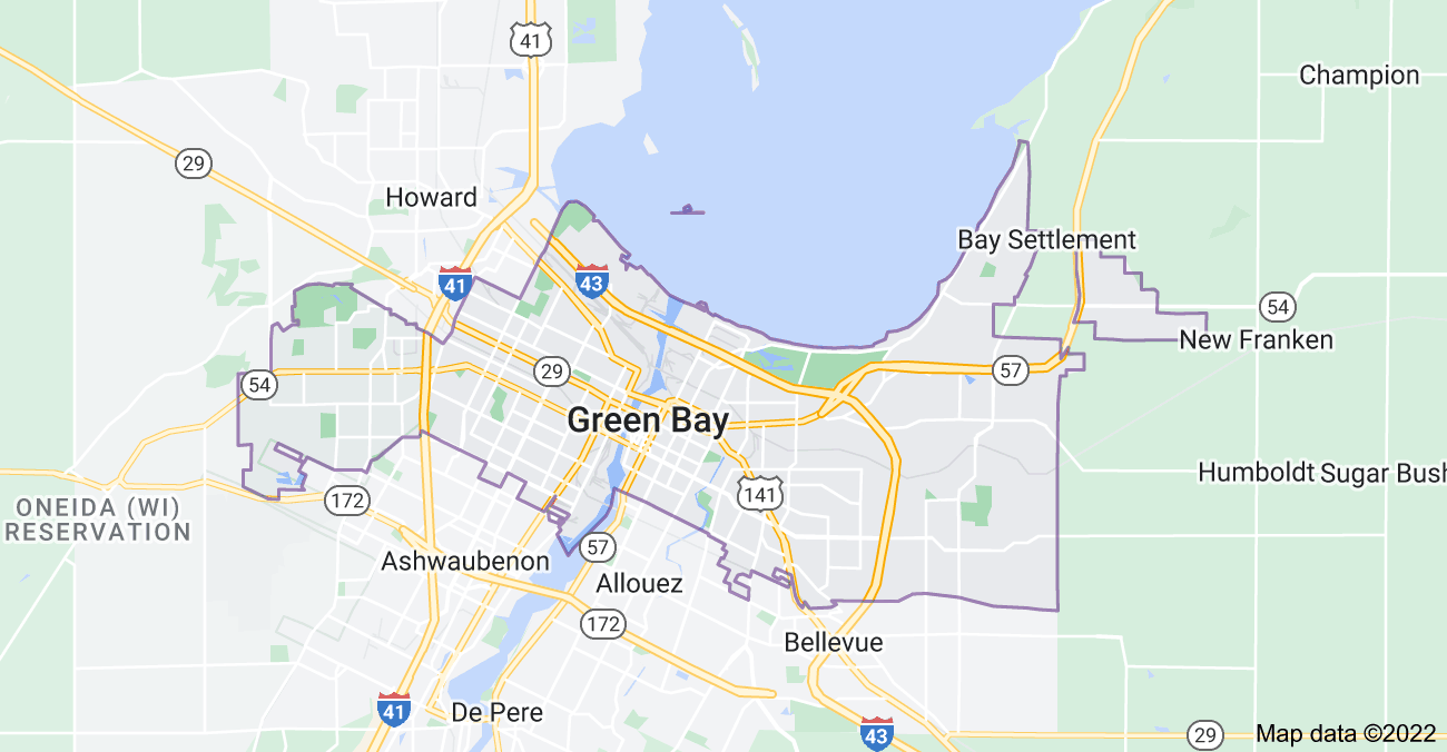 Map of Green Bay, WI