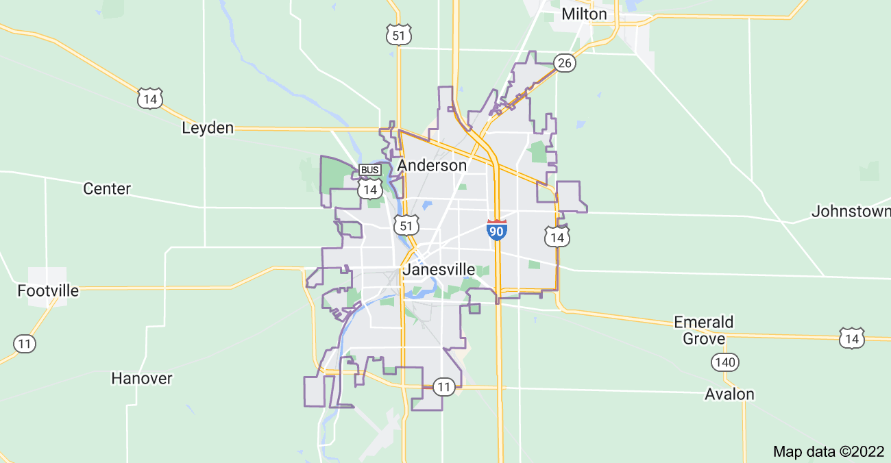 Map of Janesville, WI