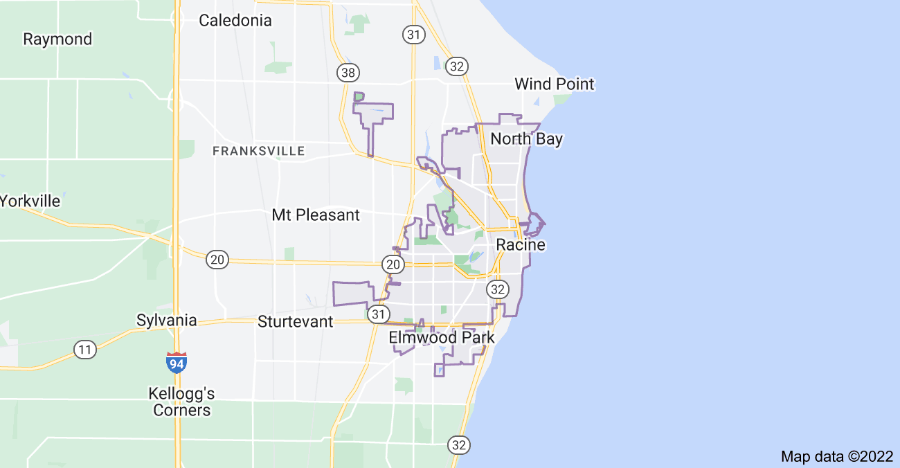 Map of Racine, WI