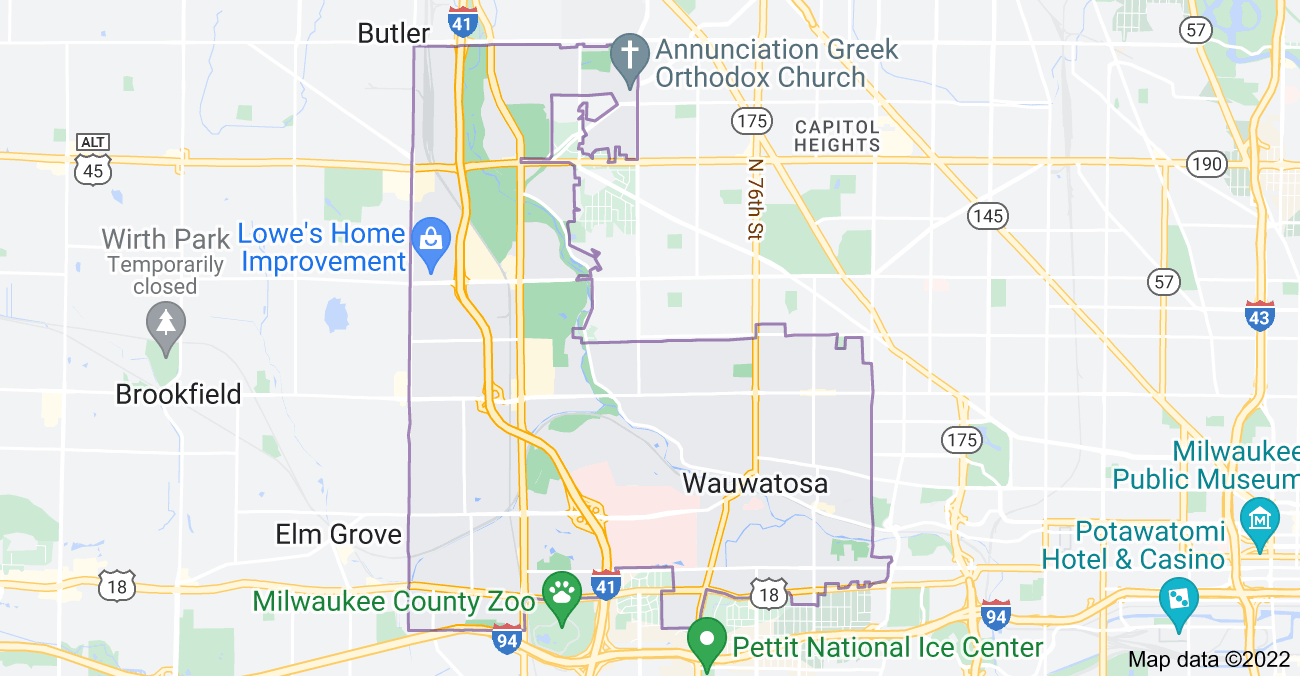 Map of West Allis, WI