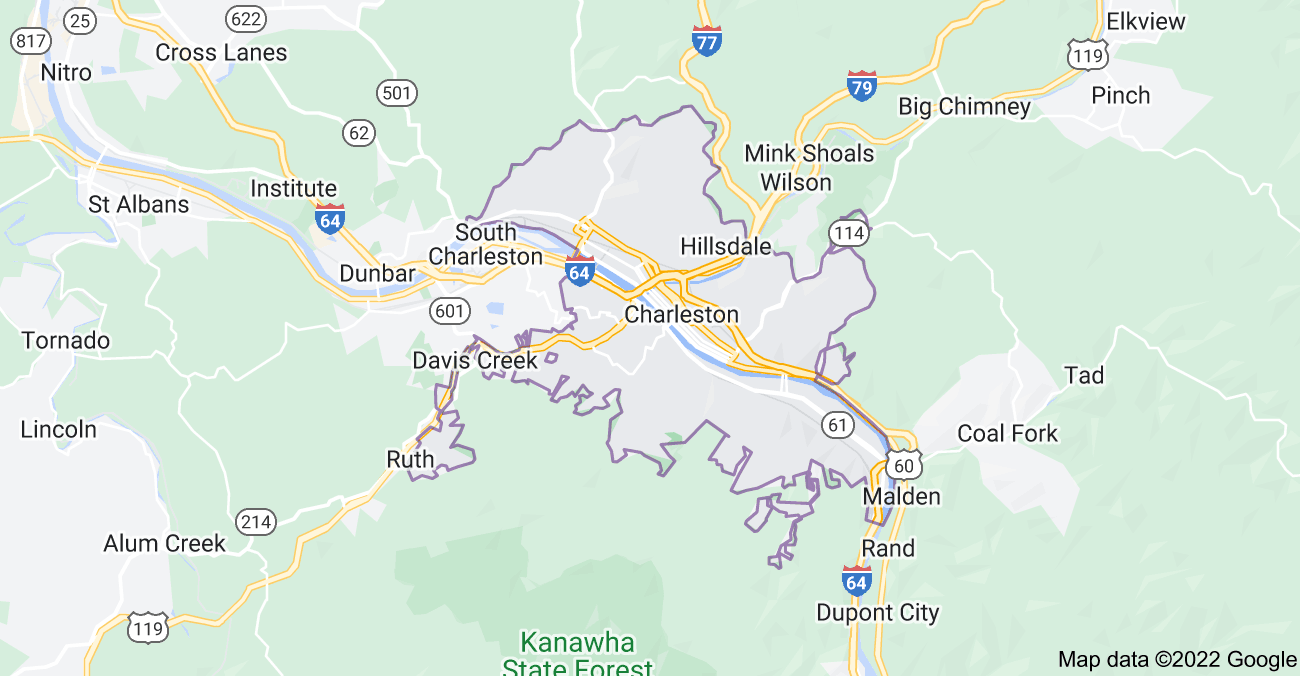 Map of Charleston, WV
