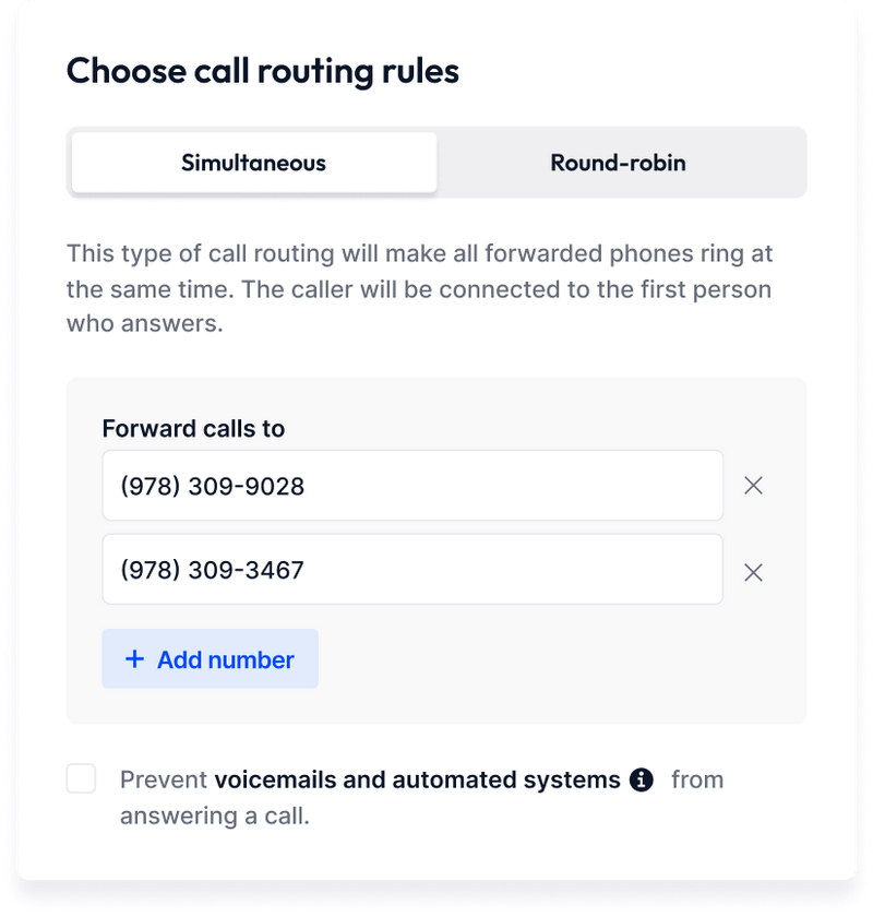 Choose call routing rules