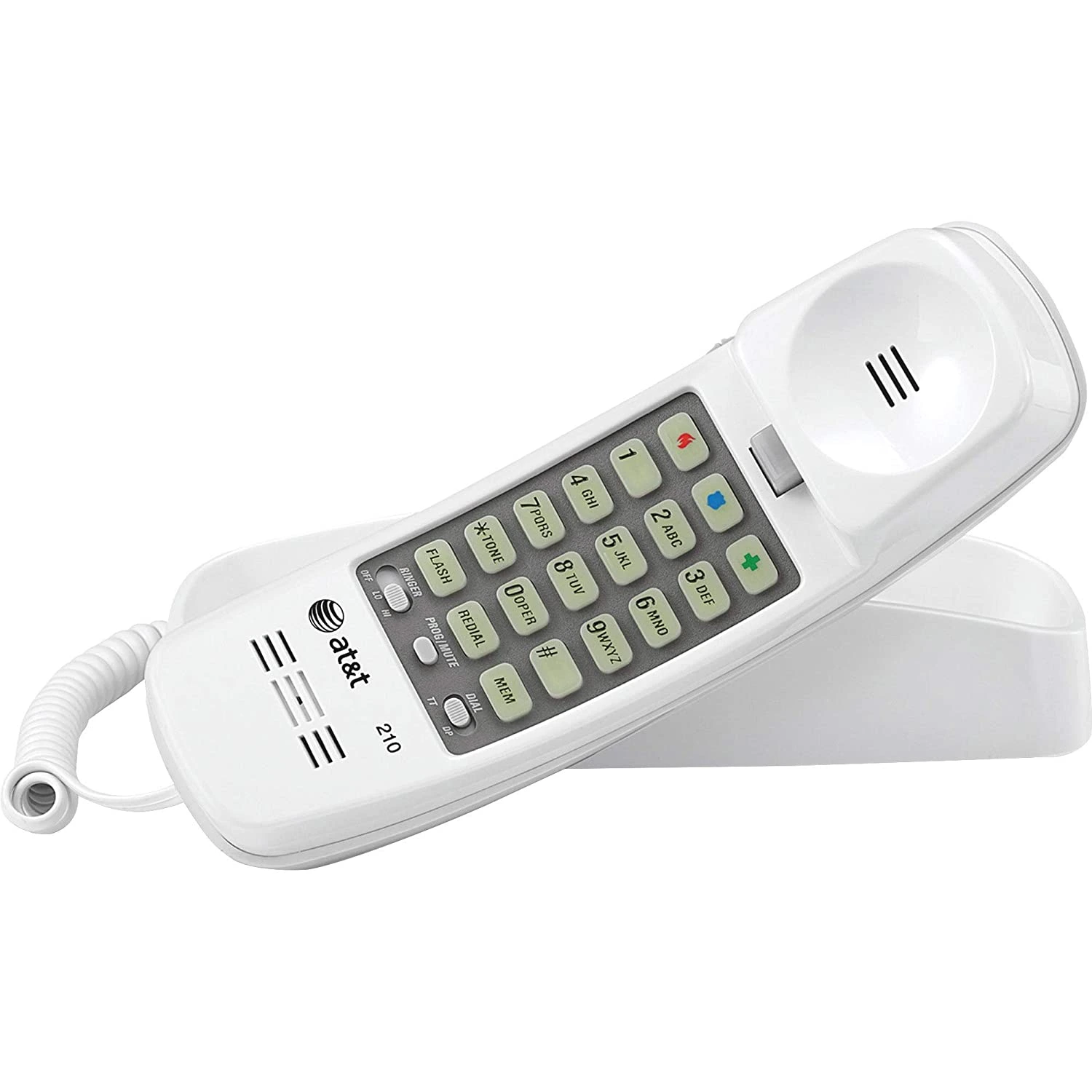 AT&T 210 Corded Trimline Phone with Speed Dial and Memory Buttons