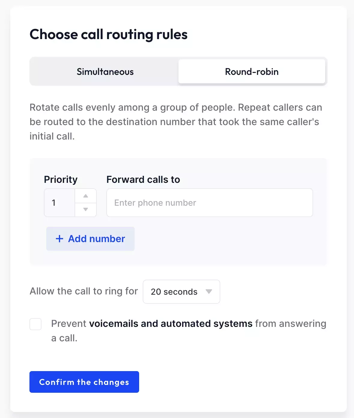An image of Community Phone round-robin call feature