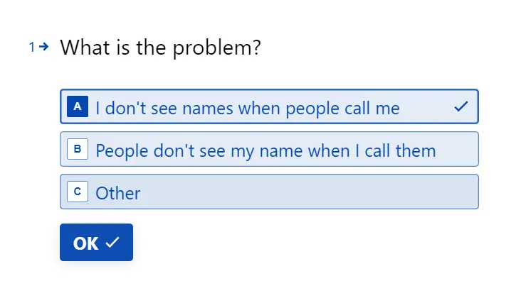Image of Caller ID issue type form